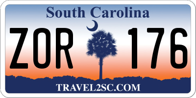 SC license plate ZOR176