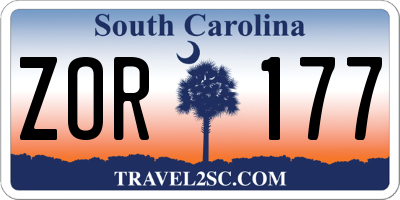 SC license plate ZOR177