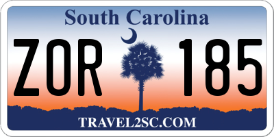 SC license plate ZOR185