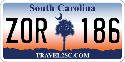 SC license plate ZOR186