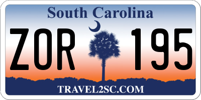 SC license plate ZOR195