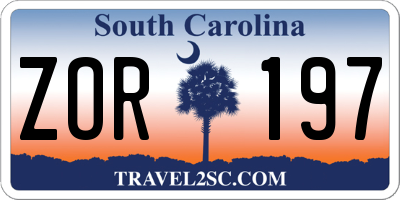 SC license plate ZOR197