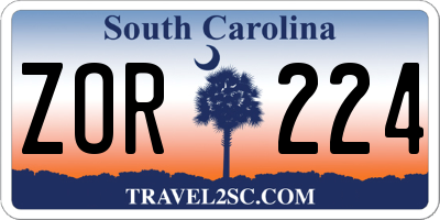 SC license plate ZOR224
