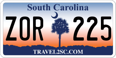 SC license plate ZOR225