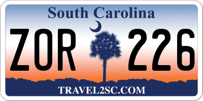 SC license plate ZOR226