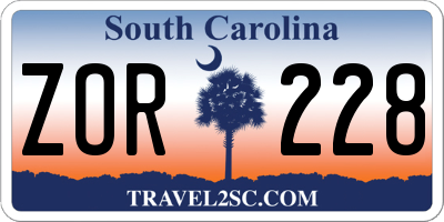 SC license plate ZOR228