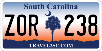 SC license plate ZOR238