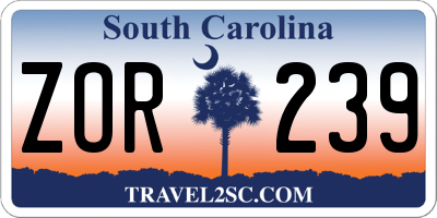 SC license plate ZOR239