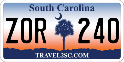 SC license plate ZOR240