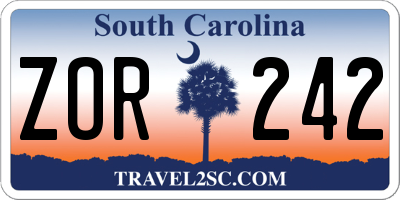 SC license plate ZOR242