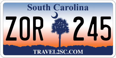 SC license plate ZOR245