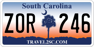 SC license plate ZOR246