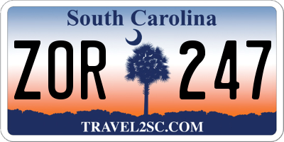 SC license plate ZOR247