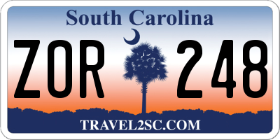 SC license plate ZOR248