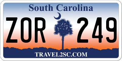 SC license plate ZOR249