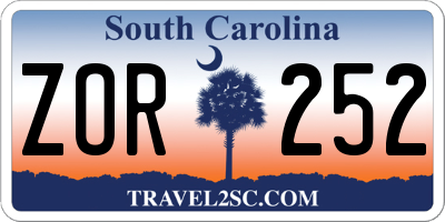 SC license plate ZOR252