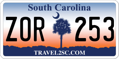 SC license plate ZOR253