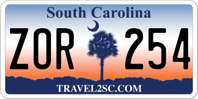 SC license plate ZOR254