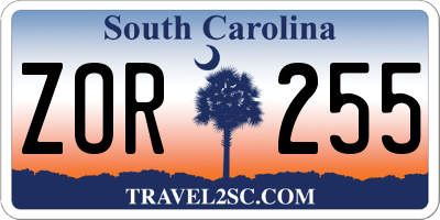 SC license plate ZOR255