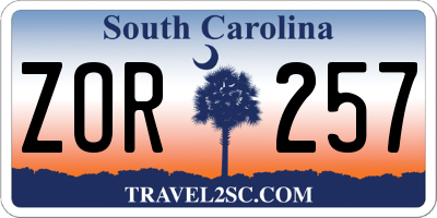 SC license plate ZOR257