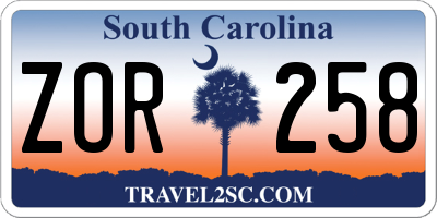 SC license plate ZOR258