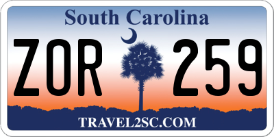 SC license plate ZOR259