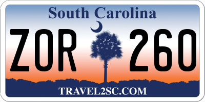 SC license plate ZOR260