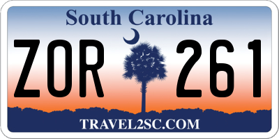 SC license plate ZOR261