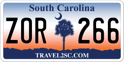 SC license plate ZOR266
