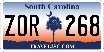 SC license plate ZOR268