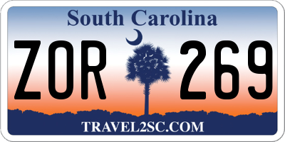 SC license plate ZOR269