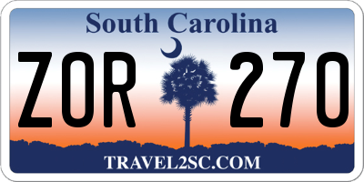 SC license plate ZOR270