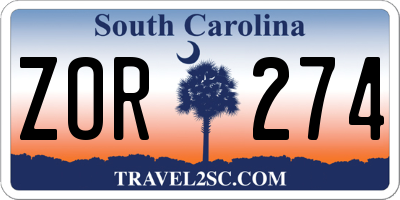 SC license plate ZOR274