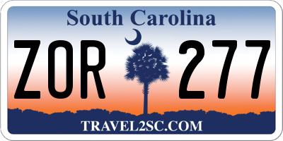 SC license plate ZOR277