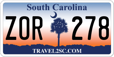 SC license plate ZOR278