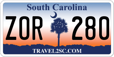 SC license plate ZOR280