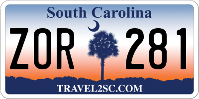 SC license plate ZOR281