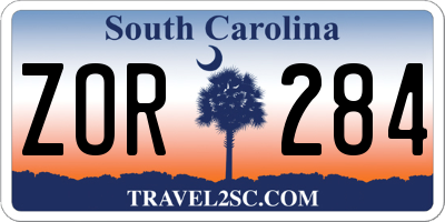 SC license plate ZOR284