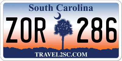 SC license plate ZOR286