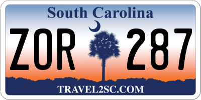 SC license plate ZOR287
