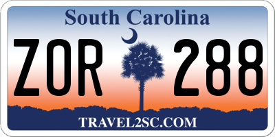SC license plate ZOR288