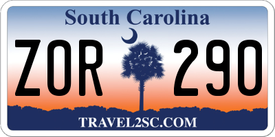 SC license plate ZOR290