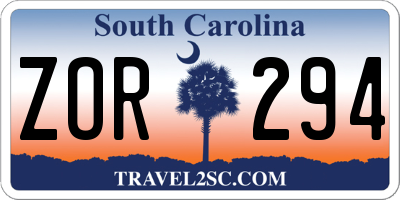 SC license plate ZOR294