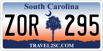 SC license plate ZOR295