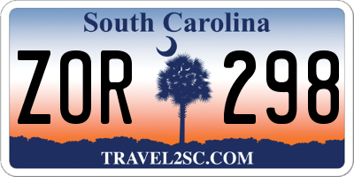 SC license plate ZOR298