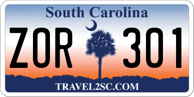 SC license plate ZOR301