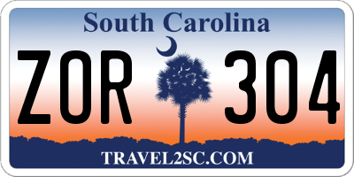 SC license plate ZOR304