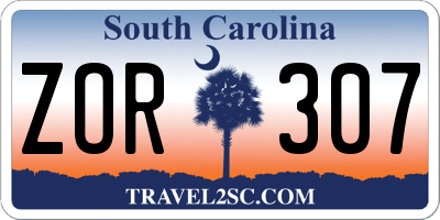 SC license plate ZOR307