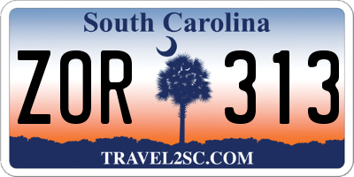 SC license plate ZOR313