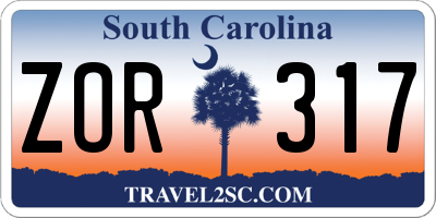 SC license plate ZOR317